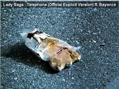 Lady Gaga plastic wrapper litter Telephone video